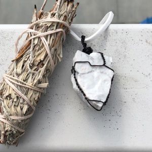 Raw Howlite Wire Wrapped Crystal Necklace